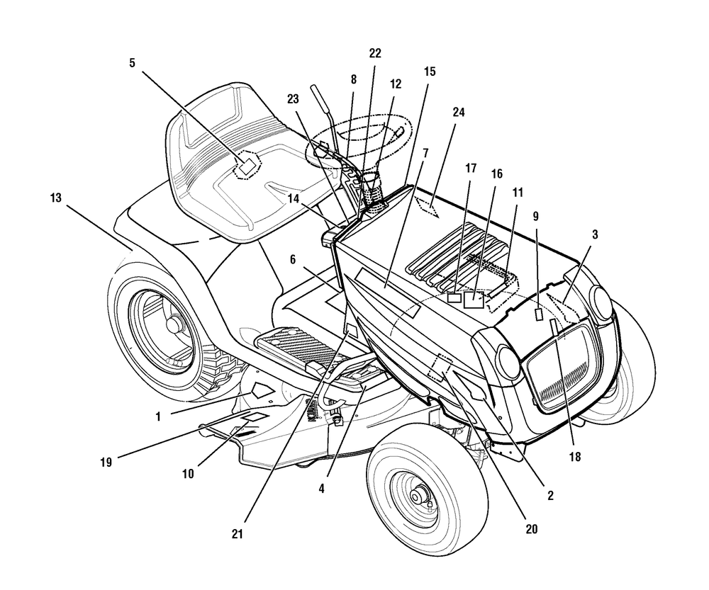 Decals Diagram and Parts List for 7800306-465624X78B 2008 Briggs and Stratton Lawn Tractor